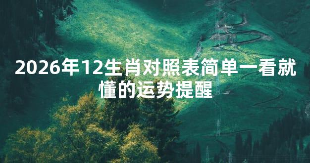 2026年12生肖对照表简单一看就懂的运势提醒