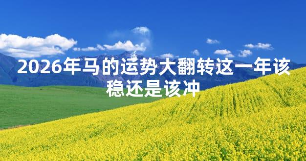 2026年马的运势大翻转这一年该稳还是该冲