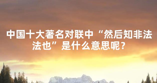 中国十大著名对联中“然后知非法法也”是什么意思呢？