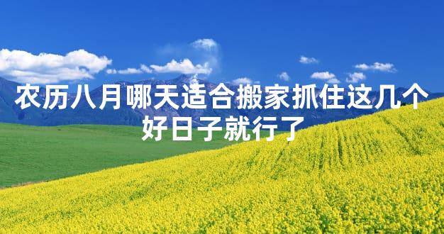 农历八月哪天适合搬家抓住这几个好日子就行了