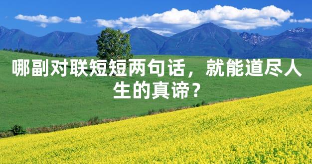 哪副对联短短两句话，就能道尽人生的真谛？