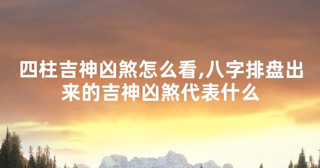 四柱吉神凶煞怎么看,八字排盘出来的吉神凶煞代表什么