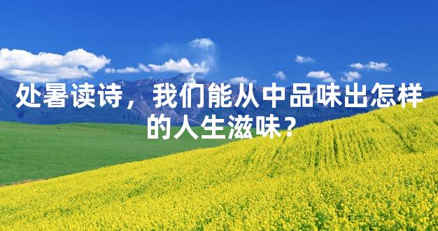 处暑读诗，我们能从中品味出怎样的人生滋味？