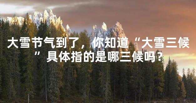 大雪节气到了，你知道“大雪三候”具体指的是哪三候吗？