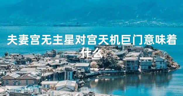 夫妻宫无主星对宫天机巨门意味着什么