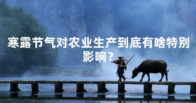 寒露节气对农业生产到底有啥特别影响？