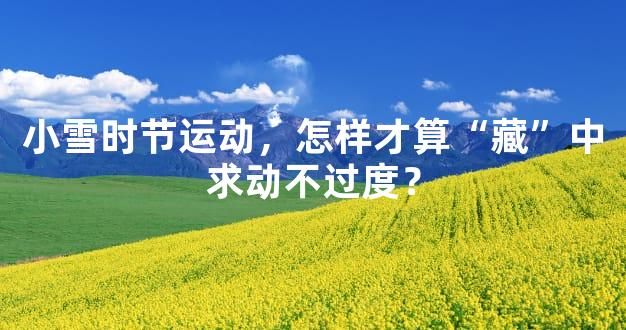 小雪时节运动，怎样才算“藏”中求动不过度？