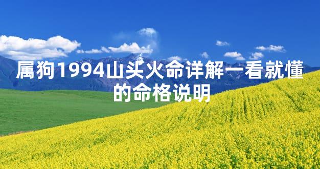 属狗1994山头火命详解一看就懂的命格说明
