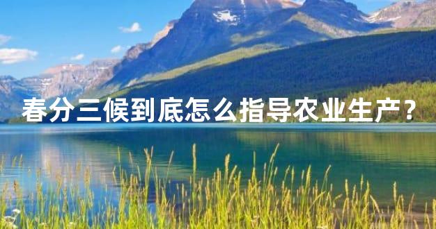 春分三候到底怎么指导农业生产？