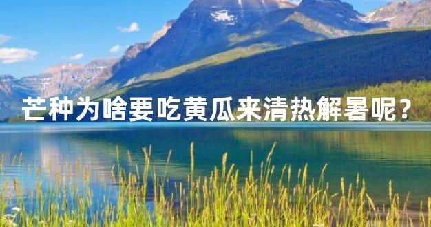 芒种为啥要吃黄瓜来清热解暑呢？