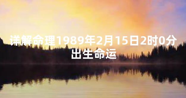 详解命理1989年2月15日2时0分出生命运