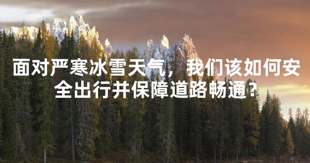 面对严寒冰雪天气，我们该如何安全出行并保障道路畅通？